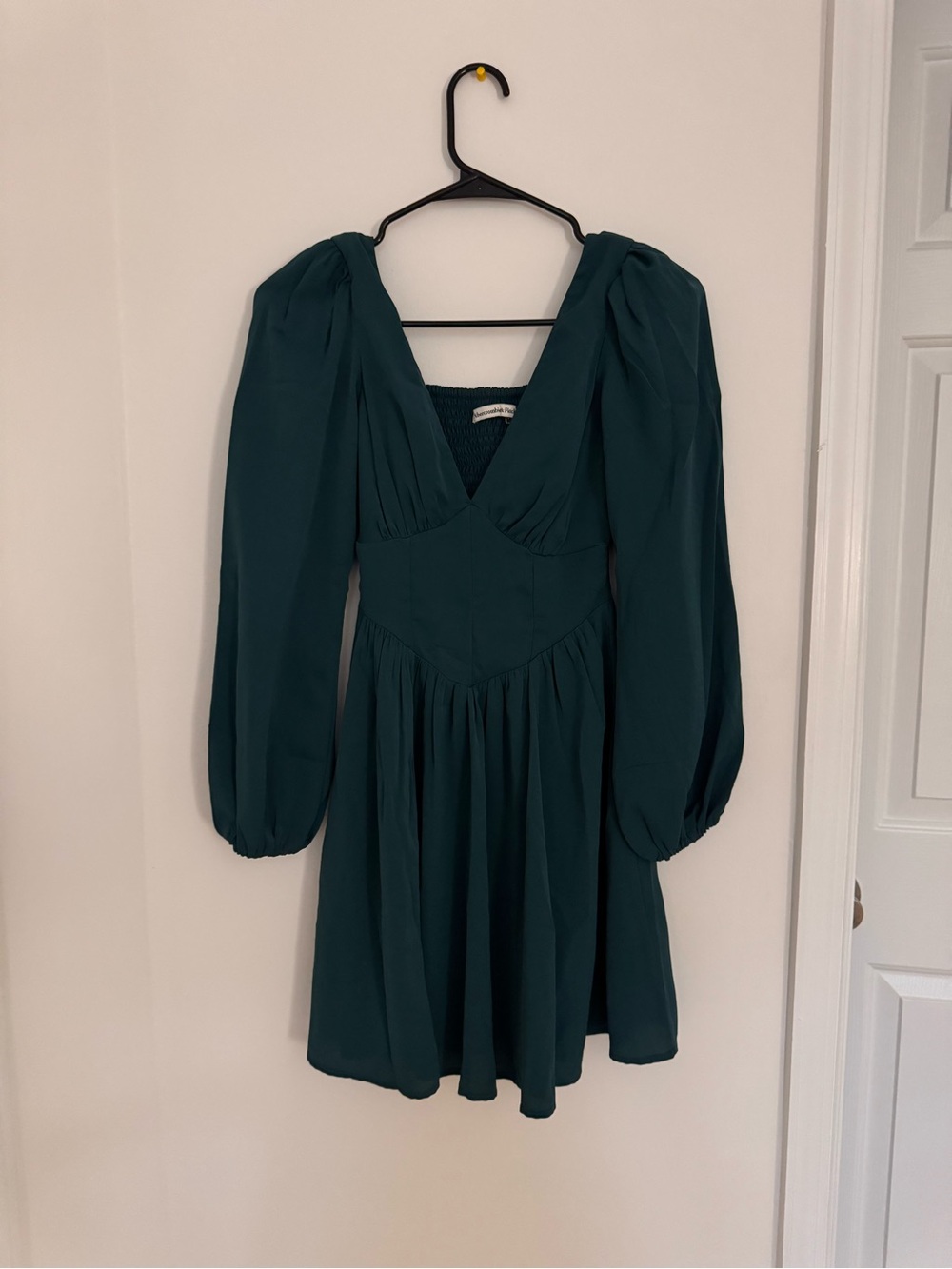 Abercrombie & Fitch Teal Long-Sleeve V-Neck Mini Dress